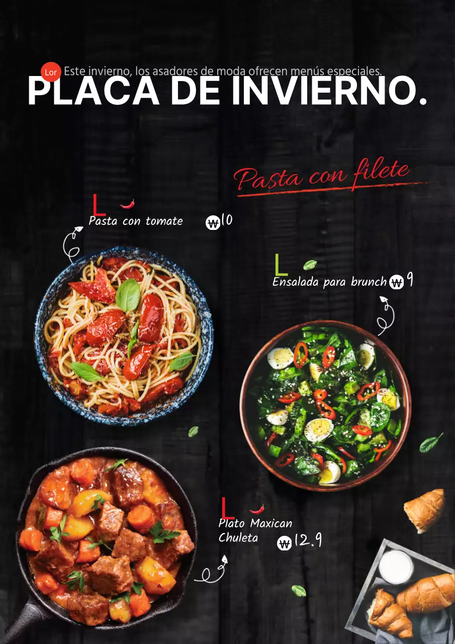 Presentamos el menú negro del restaurante