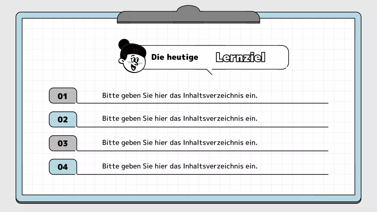 Hellblau und weiß Notizblock Konzept pädagogische Präsentation Kit