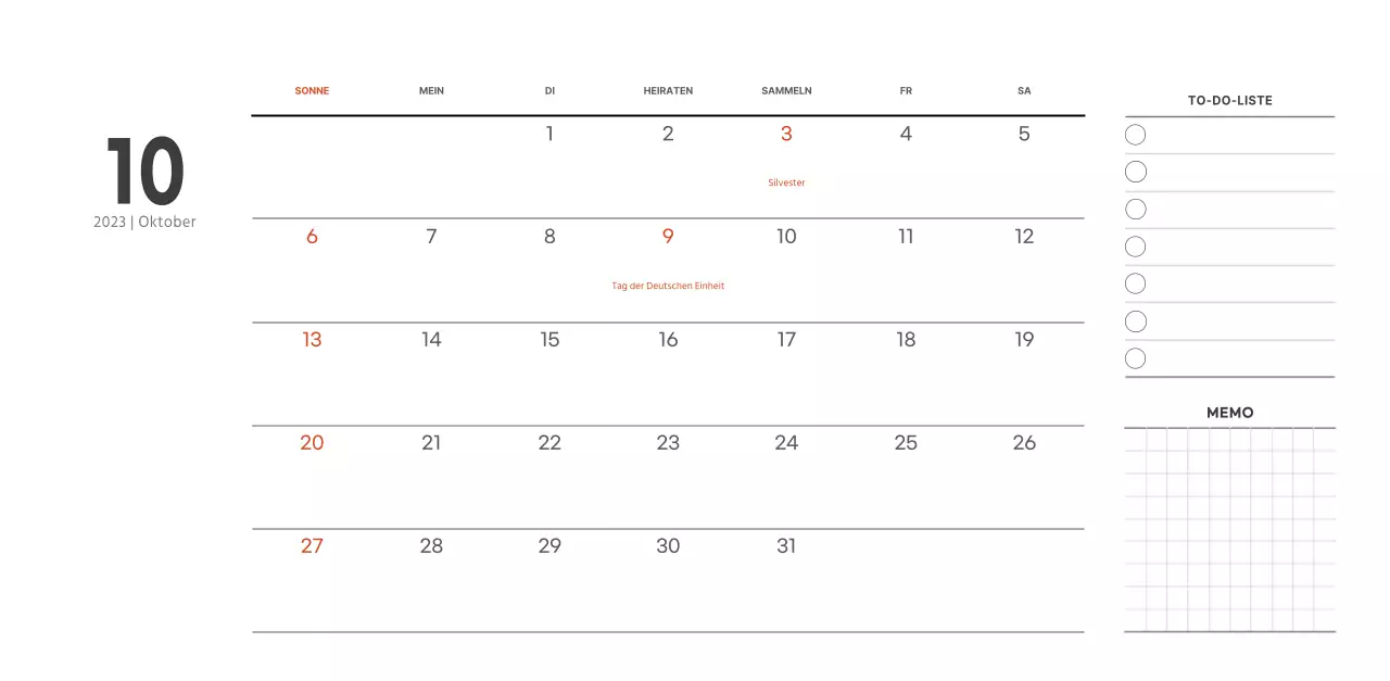 Café-Kalender im einfachen, modernen Stil