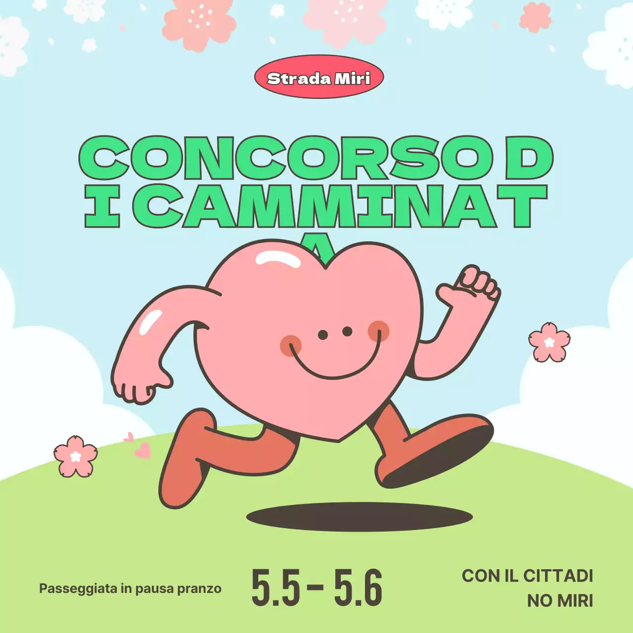 Un'illustrazione kitsch della primavera con uno sfondo blu e chartreuse