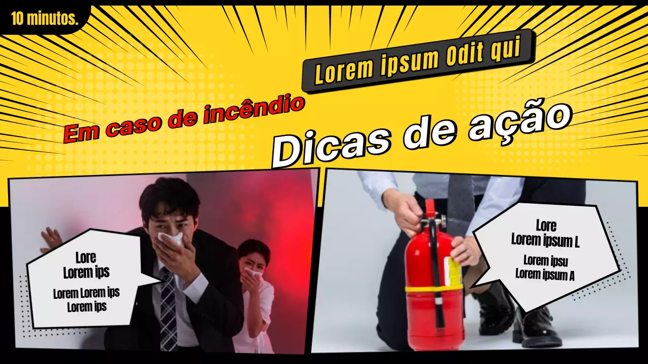 O que fazer em caso de incêndio amarelo e preto