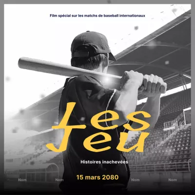 Films spéciaux de baseball en noir et jaune