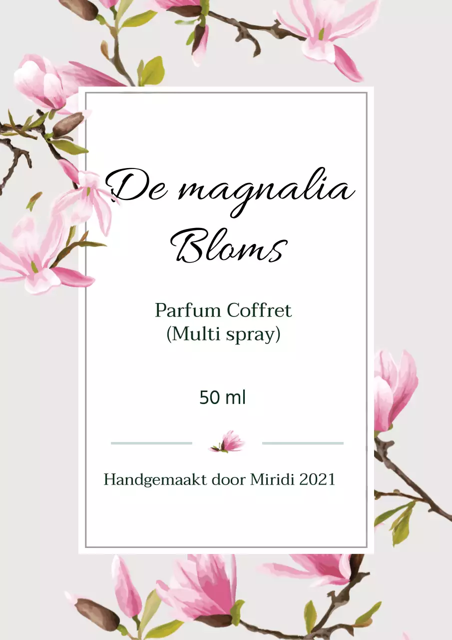 Vintage parfumlabel met grijze illustratie