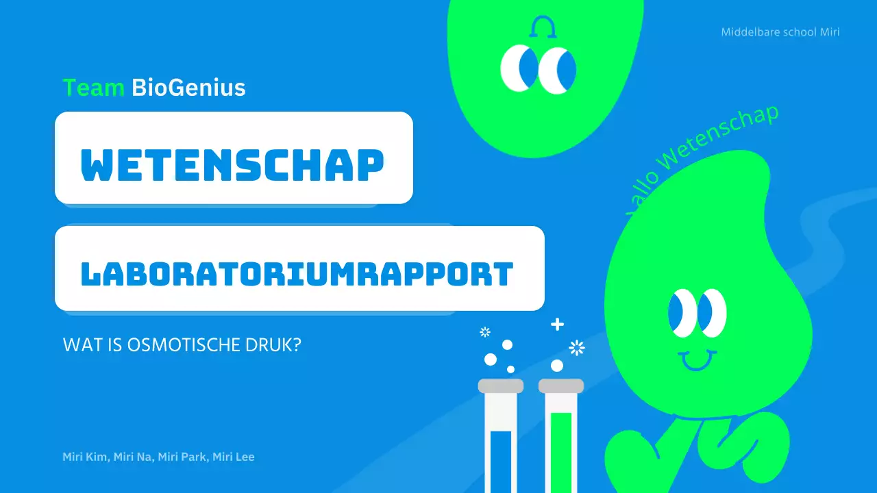 Schattig Karakter Wetenschappelijk Experimentverslag in Blauw en Lime Groen