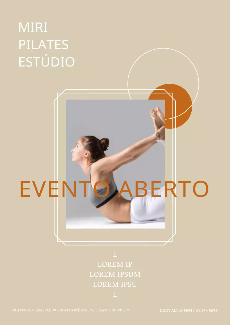 Simple Pilates Open Event em marfim e laranja
