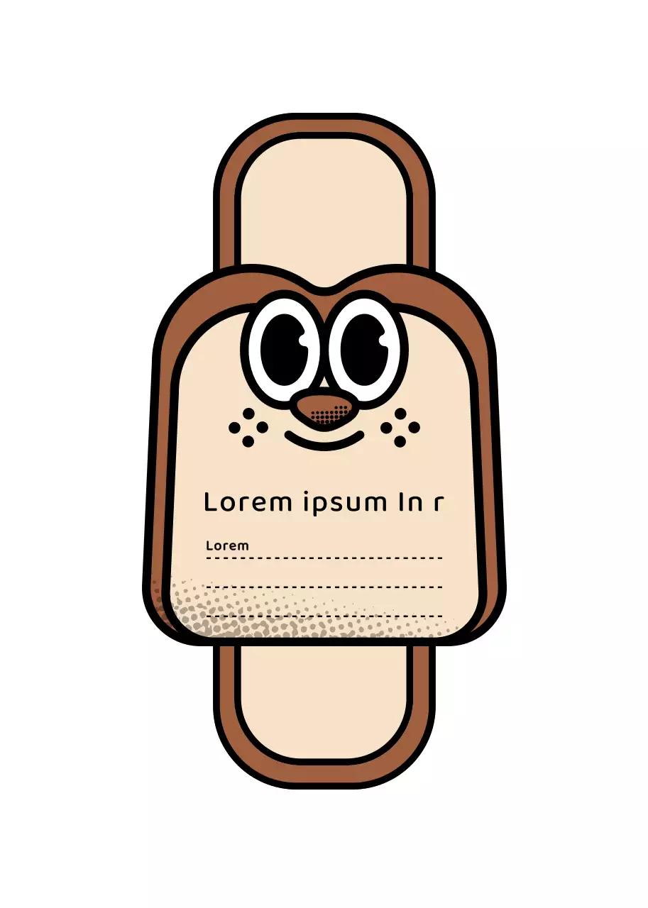 Adesivi per etichette sigillanti per alimenti in marrone e giallo chiaro in stile personaggio del pane, carino e alla moda