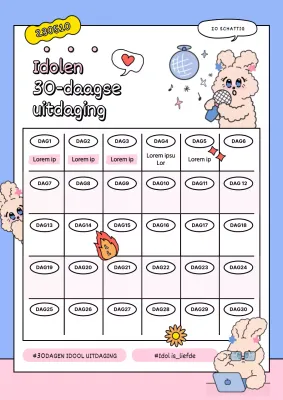 Leuke idool challenge tafel in roze blauwe pastelkleuren