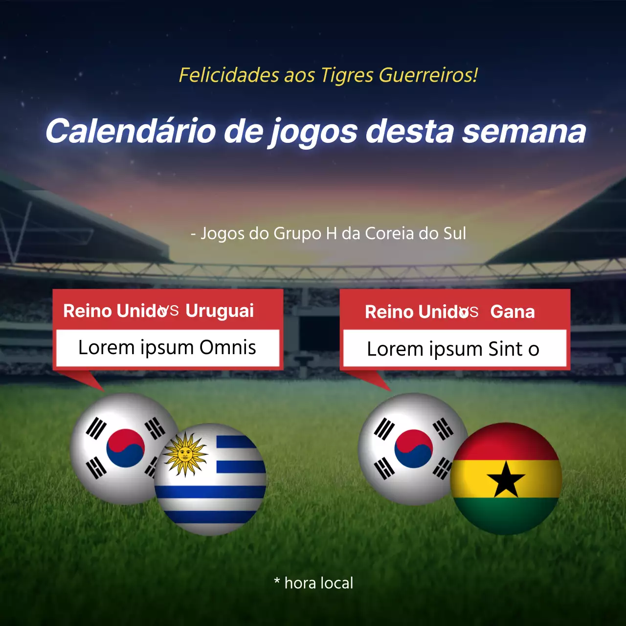 Campeonato do Mundo de Futebol Jogos desta semana Aplaudir a seleção nacional de futebol da Coreia nos jogos internacionais de futebol