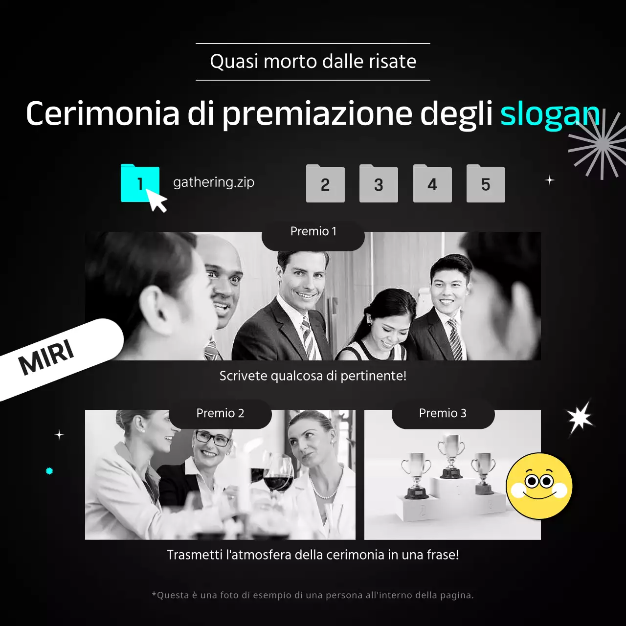 Annunciati i vincitori degli slogan in bianco e nero con puntini azzurri e gialli CardNews