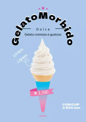 Promuovere un semplice gelato in blu e rosa