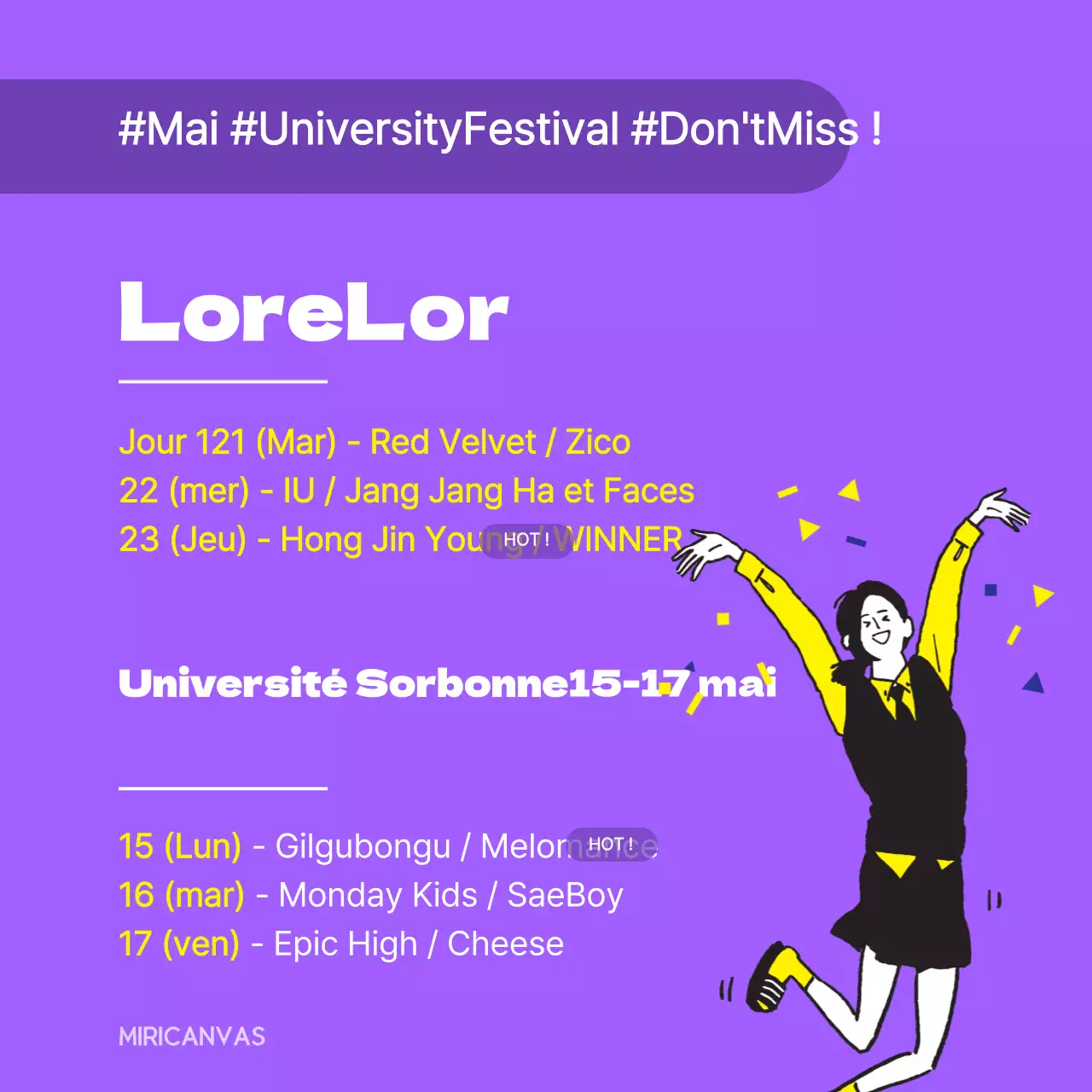 Calendrier des festivals de l'université