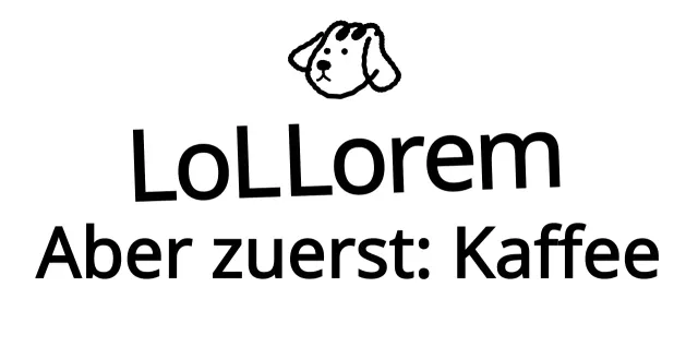 Text-Merchandise mit einer niedlichen schwarzen Welpen-Illustration