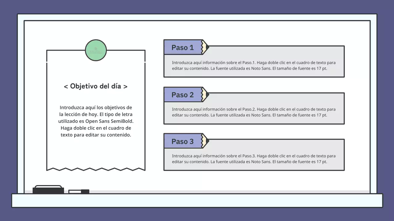 Kit de presentación de pizarra educativa de colores