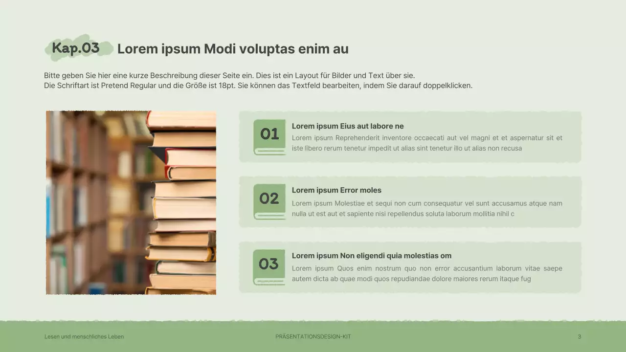 Präsentationsmappe mit gefühlvollen handgezeichneten Buchillustrationen in Braun und Grün