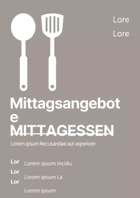 Einfache Restaurant Mittagessen Rabatt Förderung mit grauen Kochutensilien Illustration