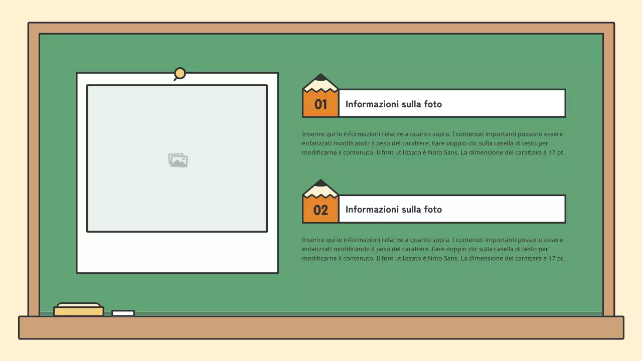 Kit di presentazione con lavagna didattica colorata