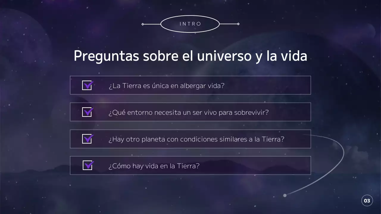 Explorar el universo, los planetas y la Tierra en púrpura y negro