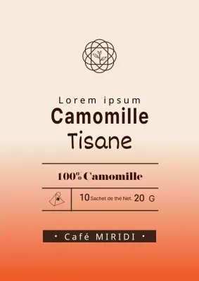Étiquette simple pour sachet de thé à la camomille avec des dégradés d'orange