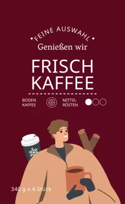 Weißes lila illustriertes Verpackungsetikett für Kaffeebohnen