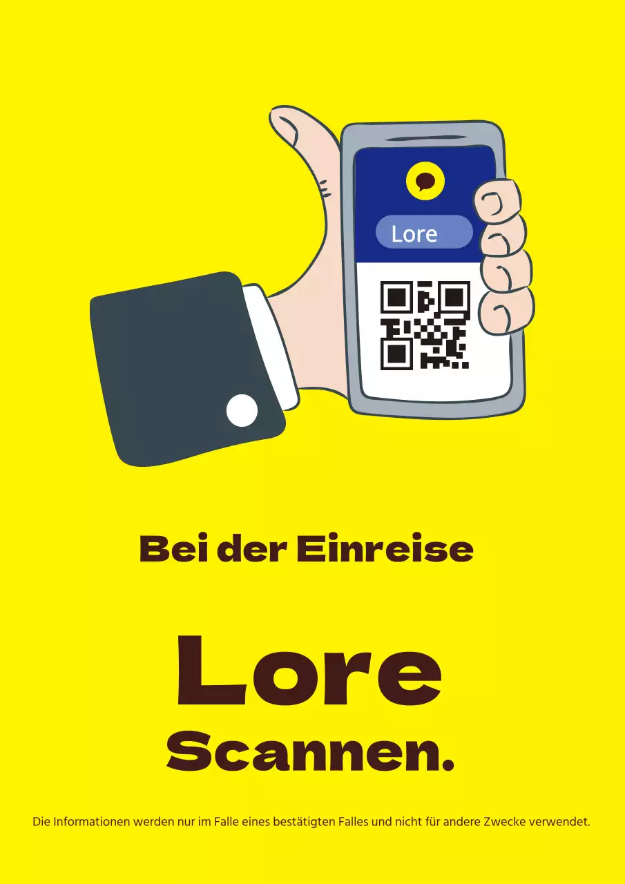Einfaches gelbes Werbeplakat zum Scannen des QR-Codes am Eingang