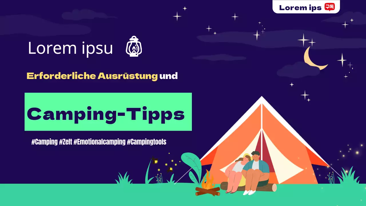 Grundlegende Ausrüstungs- und Campingtipps für Camper, die zum ersten Mal campen, mit Illustrationen zum Nachthimmel und sauberem Camping