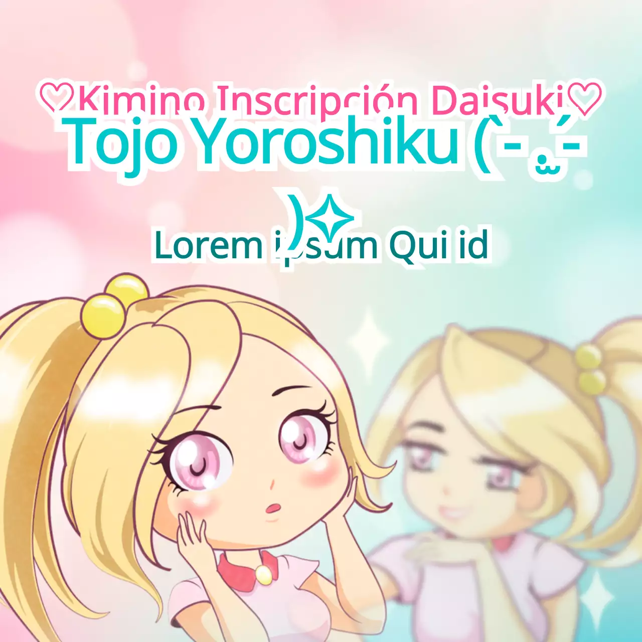 Concepto de personaje de anime en rosa y menta