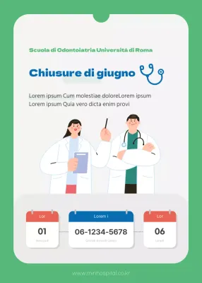 Tema informativo sulla chiusura degli ospedali di giugno in verde e blu