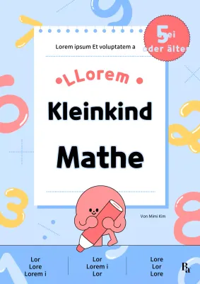 Kitschiger Mathebucheinband für Kleinkinder in Hellblau und Rosa