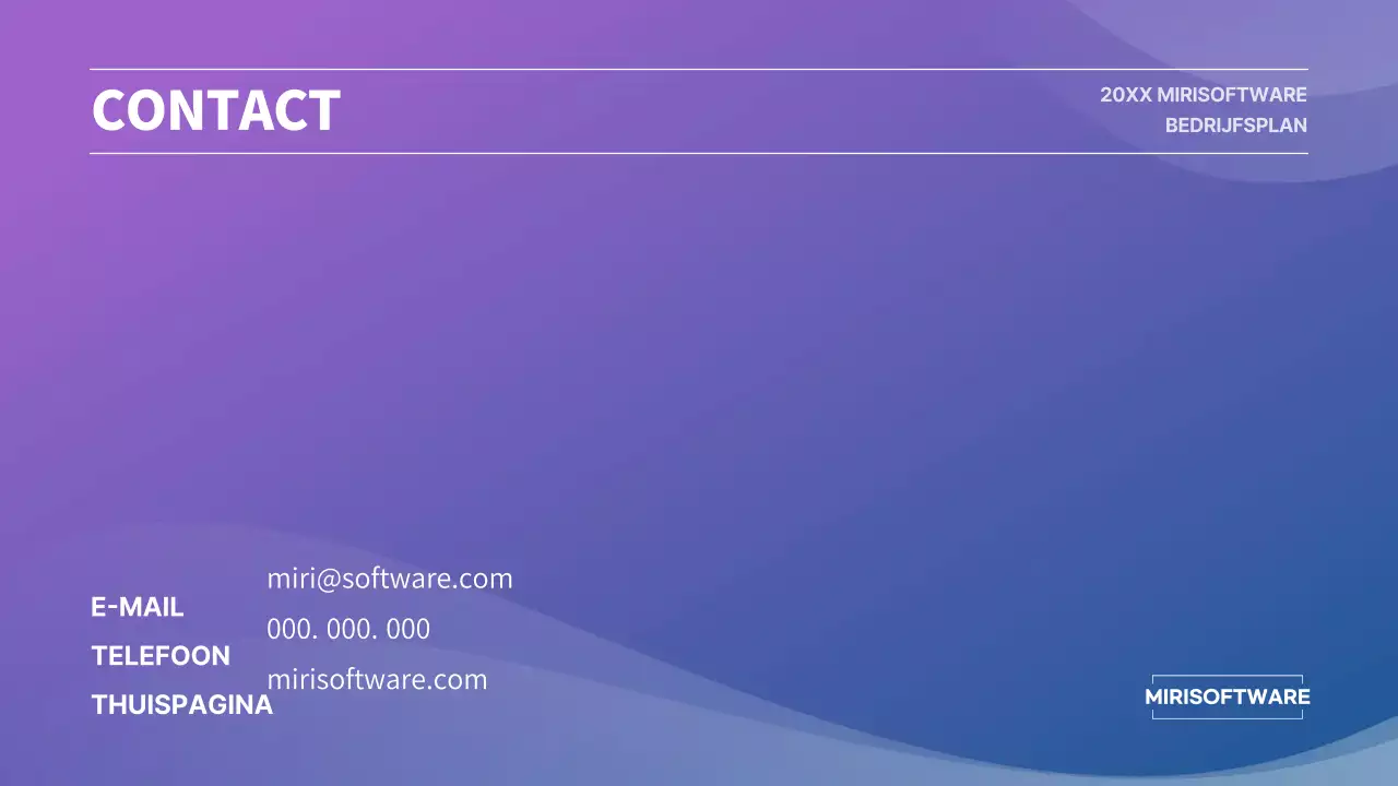 Presentatie bedrijfsplan met paars en blauw kleurverloop