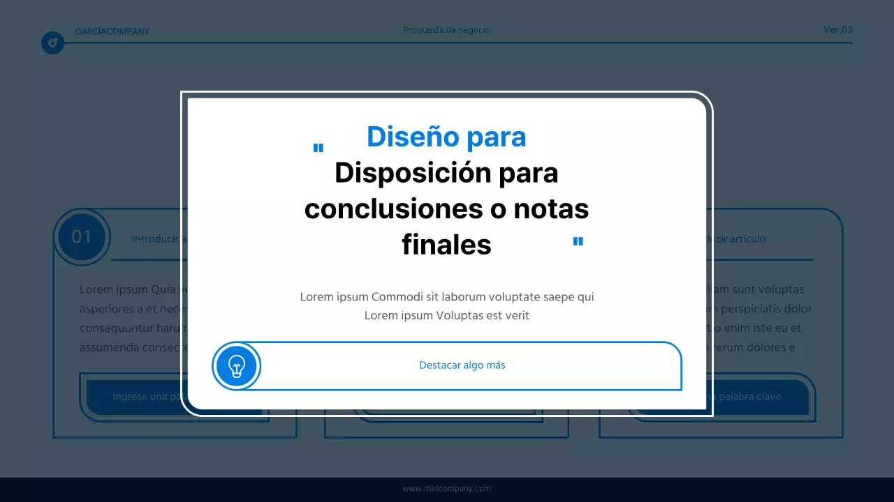 Informe de resaltado de texto simple en azul y blanco