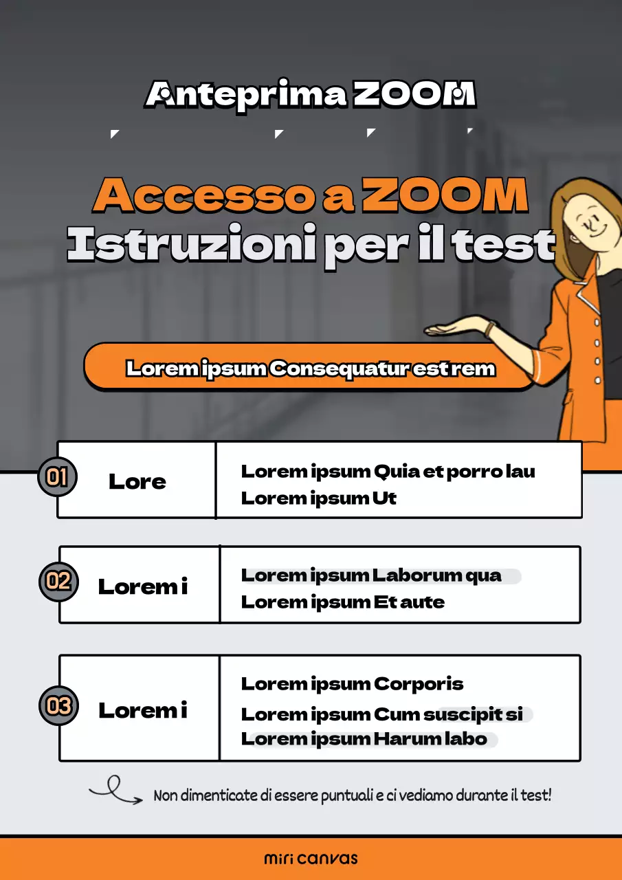 Un'aula pulita con illustrazioni di persone in arancione e blu