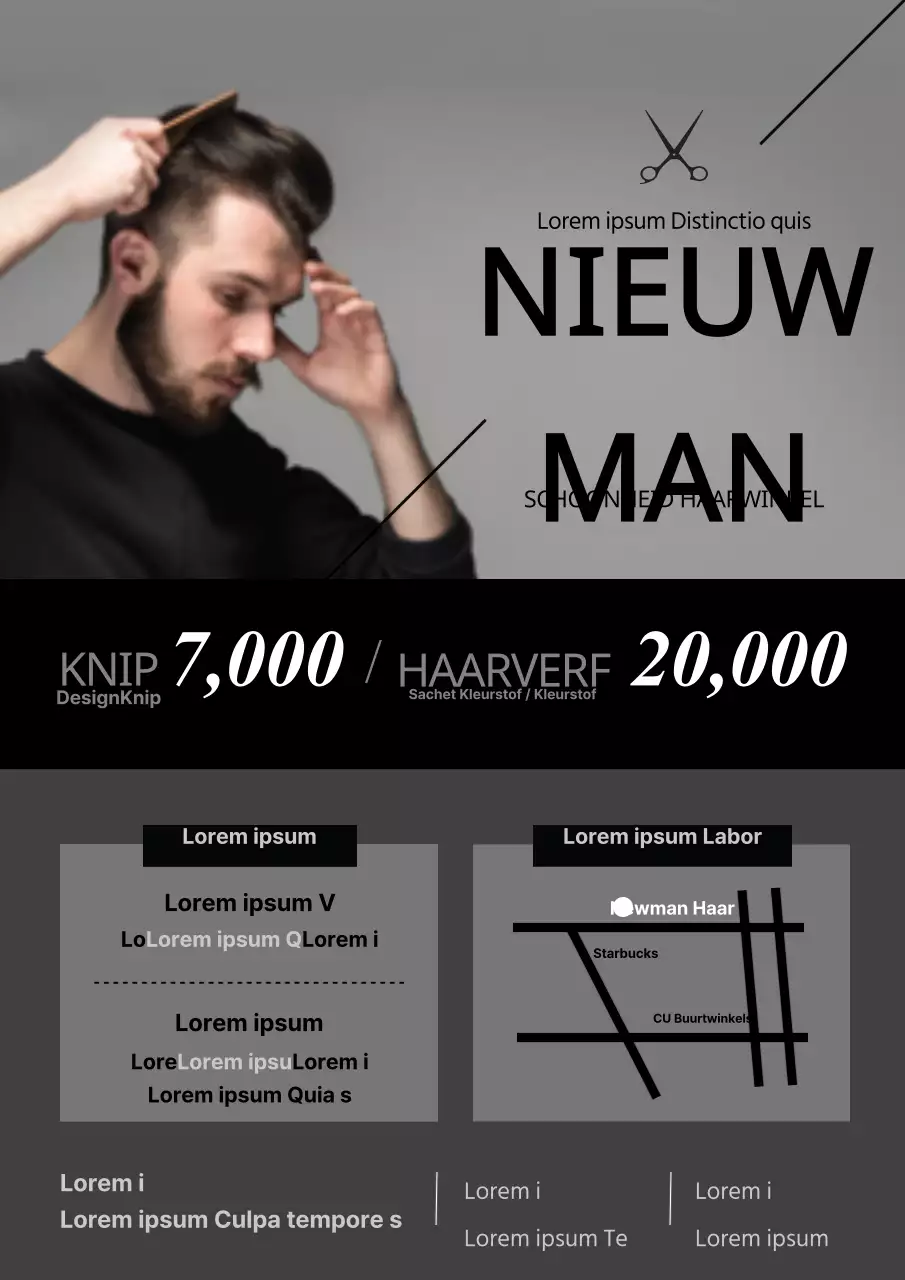 Zwarte en eenvoudige mannen professionele kapsalon promotionele flyer