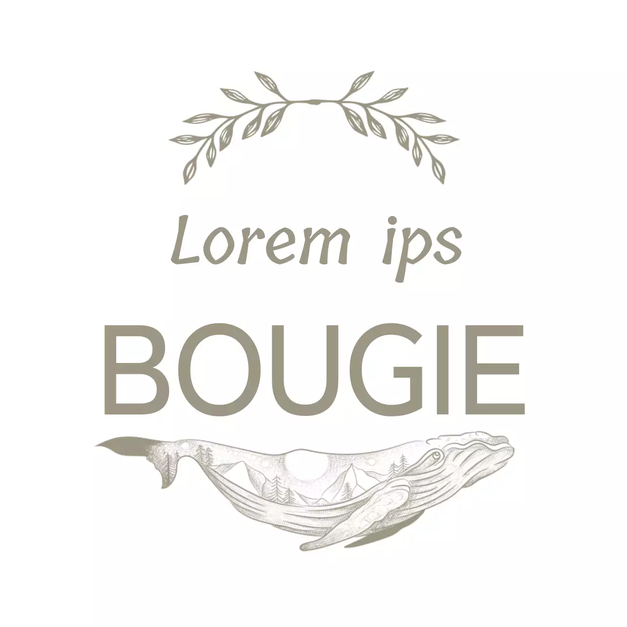 Bougie de couleur taupe avec illustration textuelle luxueuse