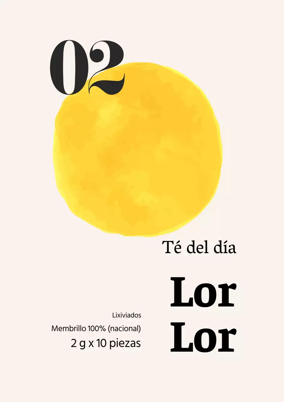 Etiquetas de bolsitas de té verde café ilustradas amarillas