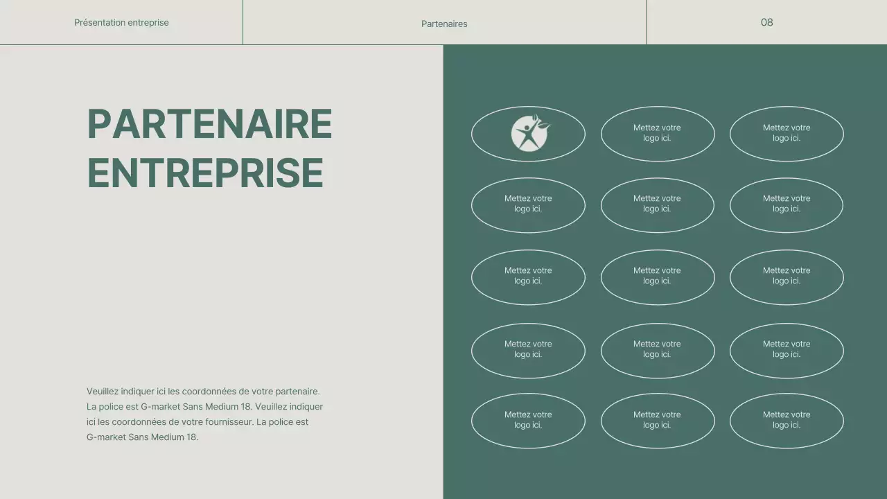 Un profil d'entreprise simple, vert et beige
