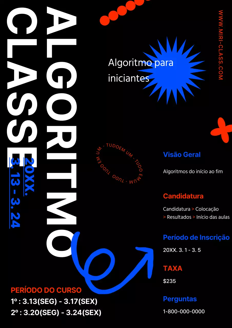 Recrutamento de palestras algorítmicas com temas azuis e laranja
