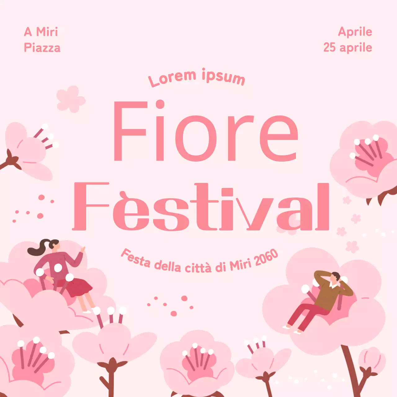 Tema illustrativo rosa ed emozionale per promuovere la Festa dei Ciliegi in Fiore