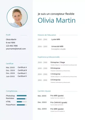 Un curriculum vitae propre, droit et vert