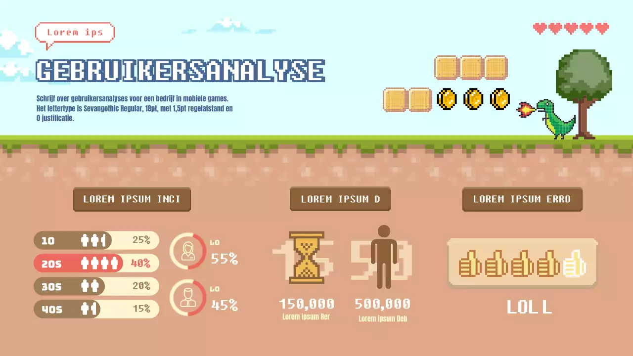 Gebruikersanalyses Infographic voor Pixel Mobiele Games