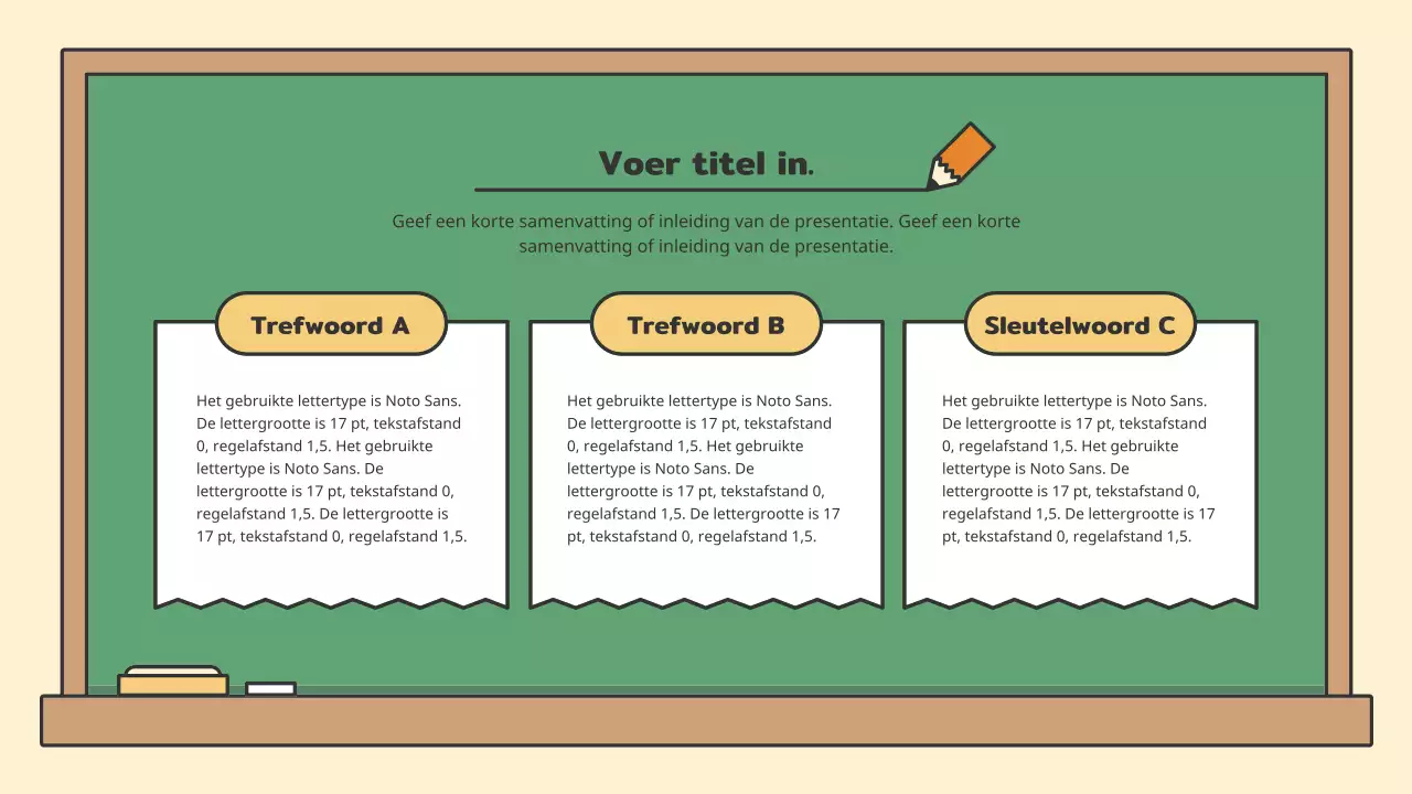 Kleurrijk educatief krijtbord presentatieset