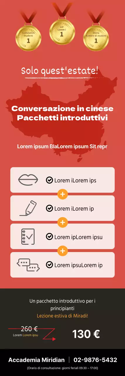 Guida al pacchetto introduttivo della scuola di cinese in stile semplice rosso e nero