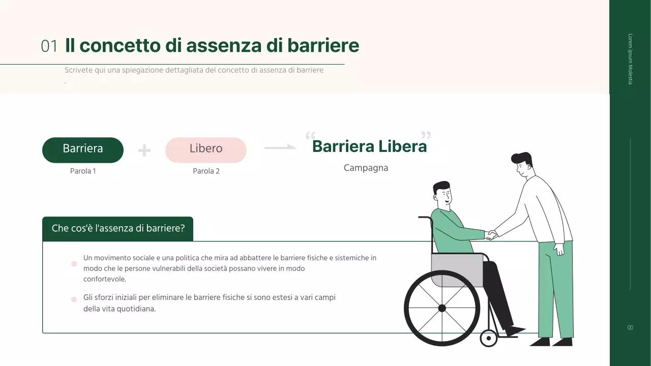 Semplice presentazione degli incarichi senza barriere in beige e verde