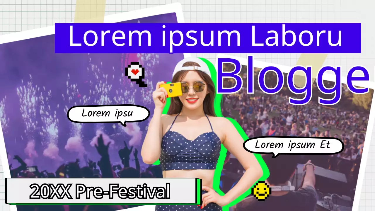 Festival vlog de una mujer en bañador azul