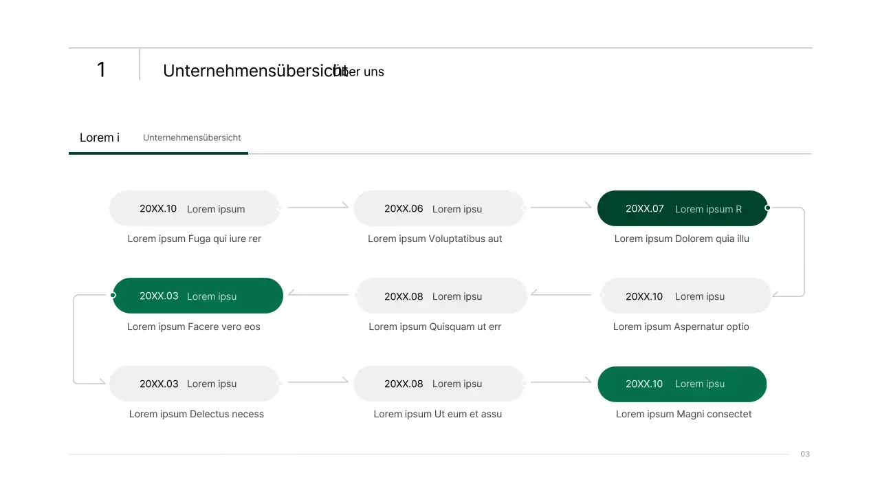 Einfache Unternehmensinfografik mit blauen und grünen Farbverläufen