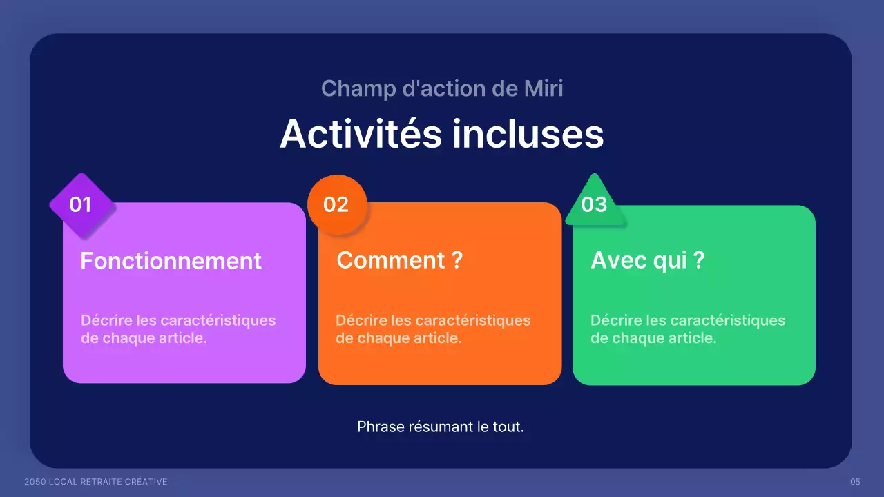 Recrutement de créatifs locaux avec des formes en bleu marine et des couleurs d'accentuation