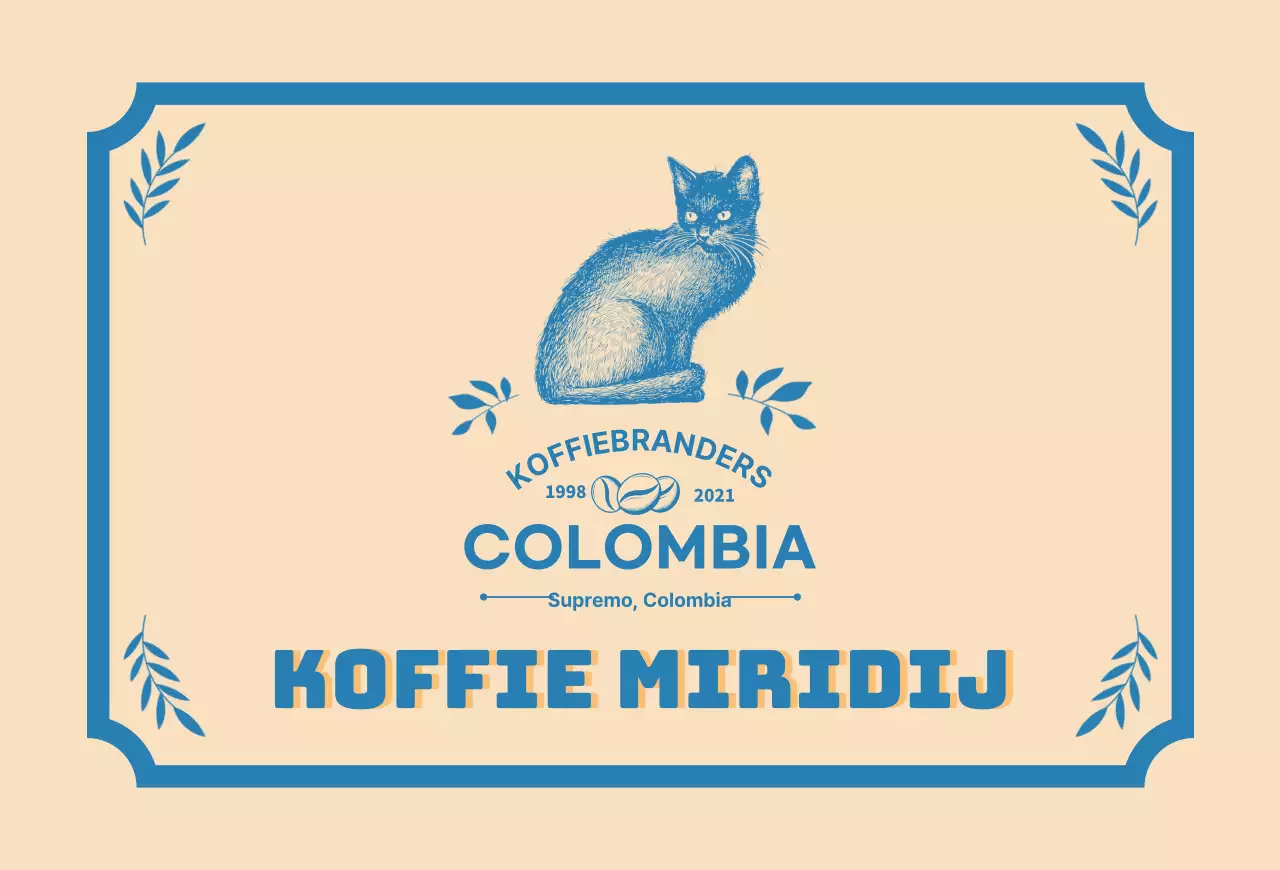 Een gids voor koffiemerken en -bonen met een beige en blauw typografisch ontwerp2