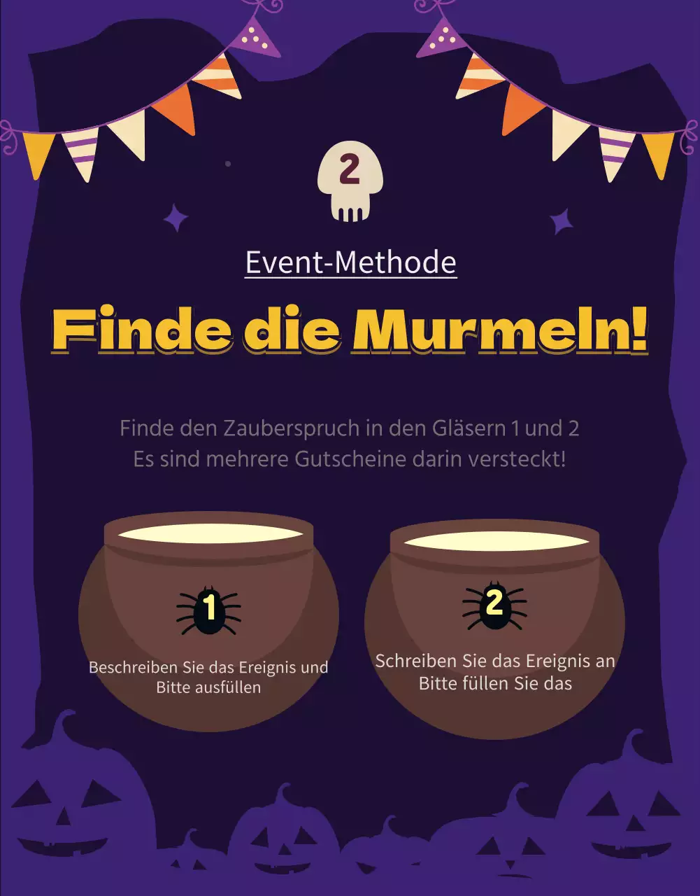 Lila Halloween-Thema Coupon Angebot Rabatt Veranstaltung