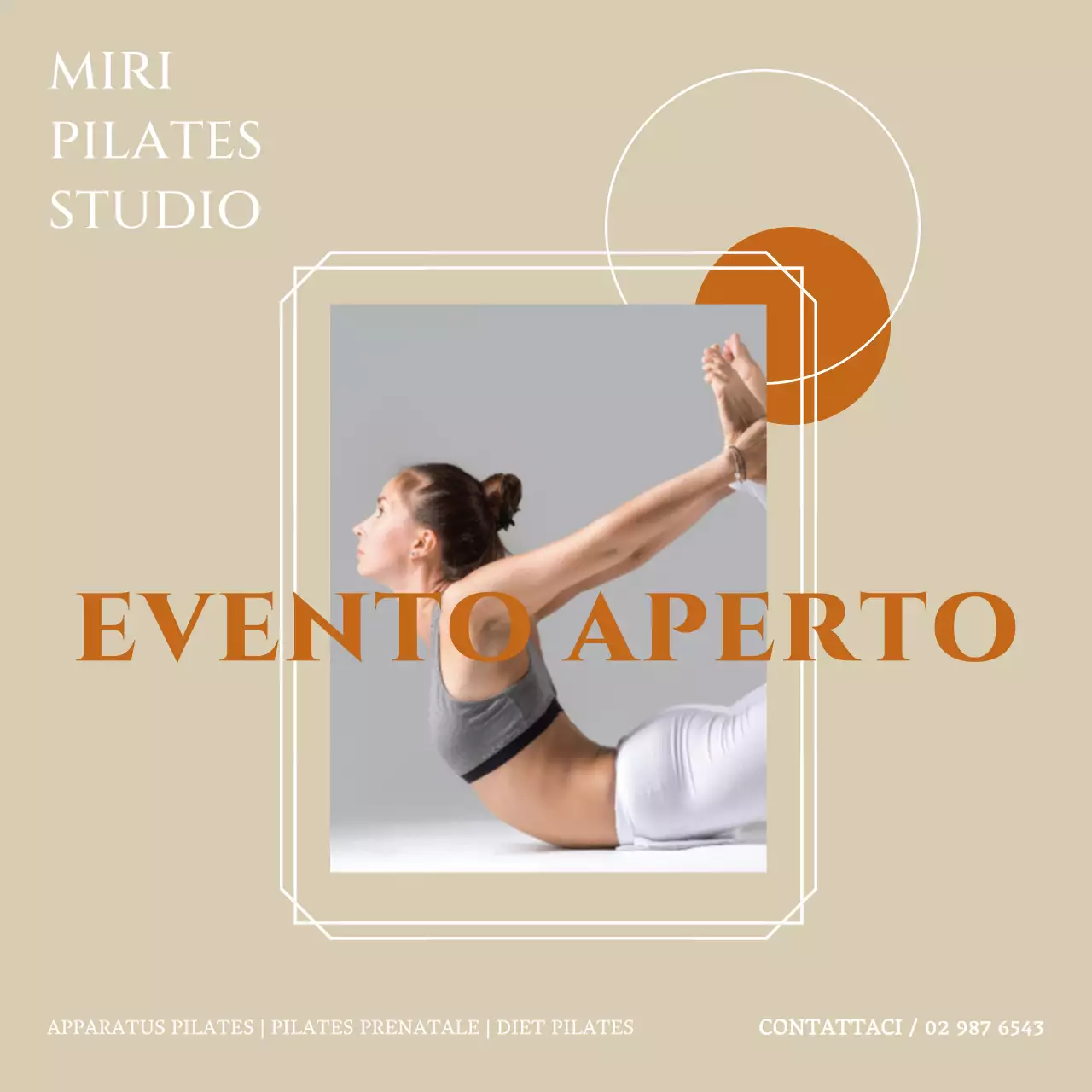 Un semplice evento aperto di Pilates color avorio e arancione