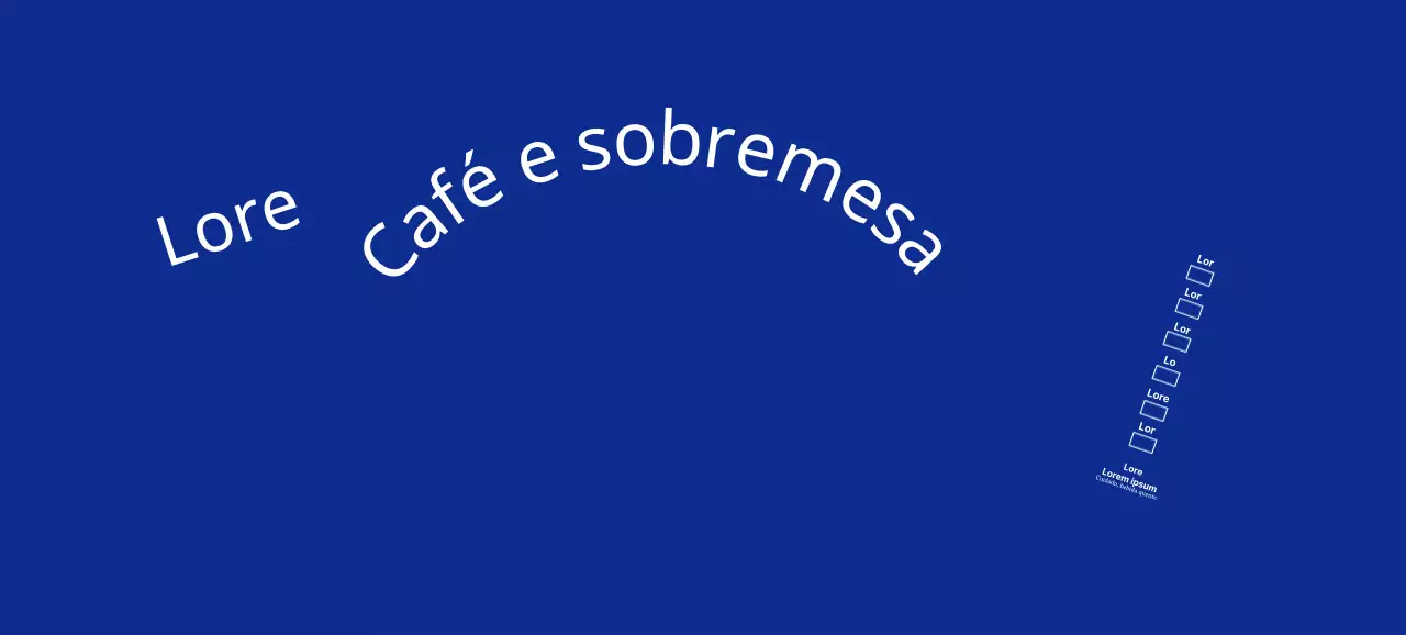 Café com texto em letras simples azuis