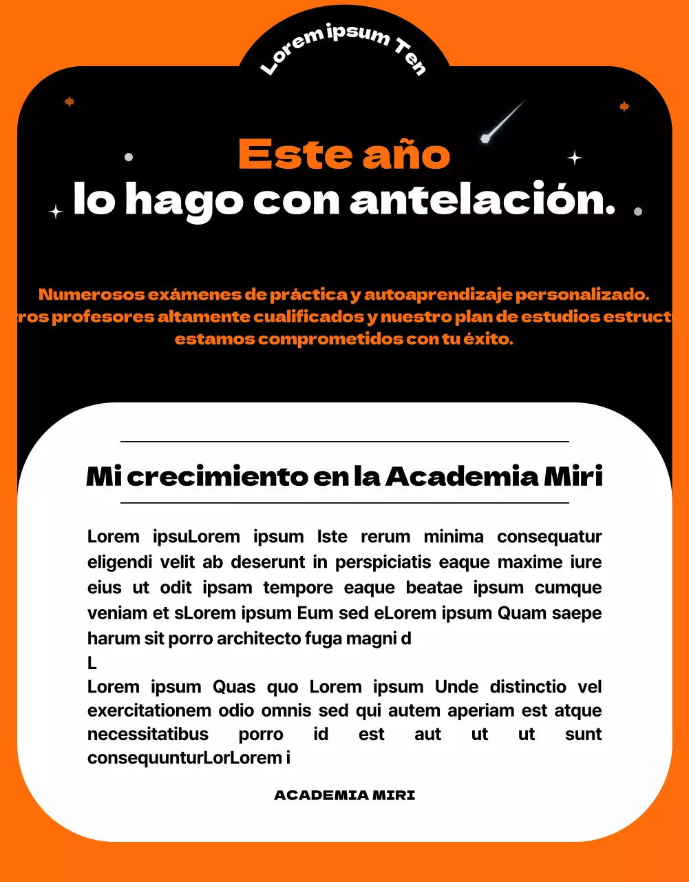 Un concepto del espacio exterior con toques naranjas Presentación de una escuela de transferencia única y divertida